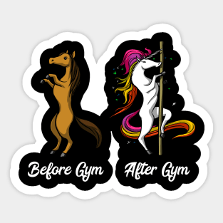 Unicorn Before And After Gym Workout Pole Dancing Sticker